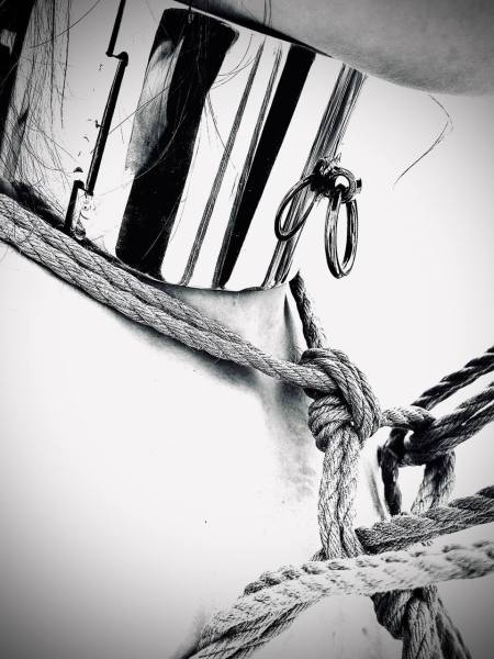 Kinbaku waitress in shiny metal